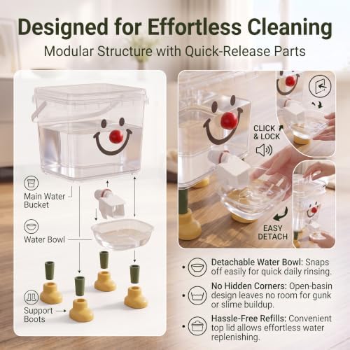 Automatic Dog and Cat Water Feeder, Self Dispensing Pet Waterer (Yellow, 170fl oz)