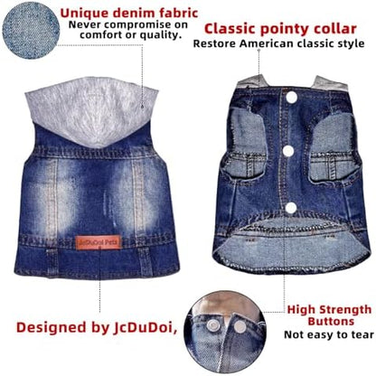 Small Dog Jeans Jacket with Hooded,Denim Pet Coat for Puppy(XL) - Image 3
