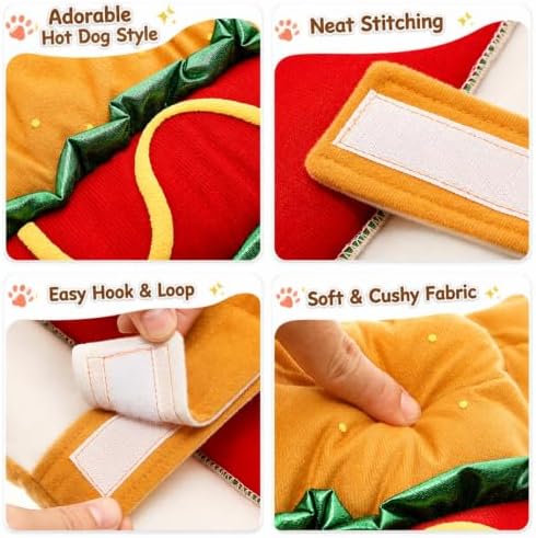 POPETPOP Hot Dog Design Pet Costume, Funny Warm Hoodie for Dogs and Cats, Halloween Christmas Apparel Cosplay for Puppies and Kitten - Size M - Image 5