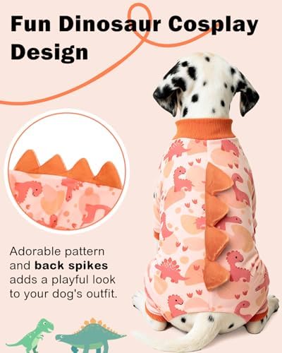 CuteBone Dinosaur Costume Dog Pajamas, Stretchy Spandex Crystal Velvet Sleepwear Coat for Small Dogs, Soft & Warm Pet Outfit Clothes for Cold Weather, Cozy Pullover Design COSP18S - Image 2