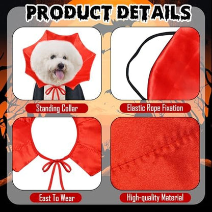 Dog Halloween Costume Dog Vampire Costume Funny Pet Vampire Devil Cape Cloak Halloween Costumes for Small Medium Large X-Large Dogs Pets (Medium) - Image 4