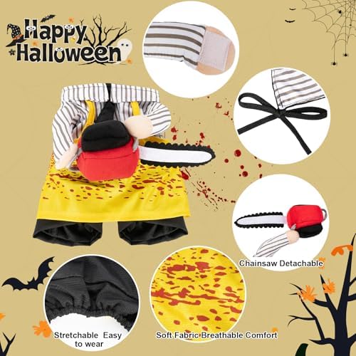 NACOCO Halloween Dog Chainsaw Costume - Pet Cosplay Clothes Cat Special Outfit Apparel Adjustable Puppy Party for Small Medium and Large Dogs(Yellow Chainsaw, XL) - Image 3