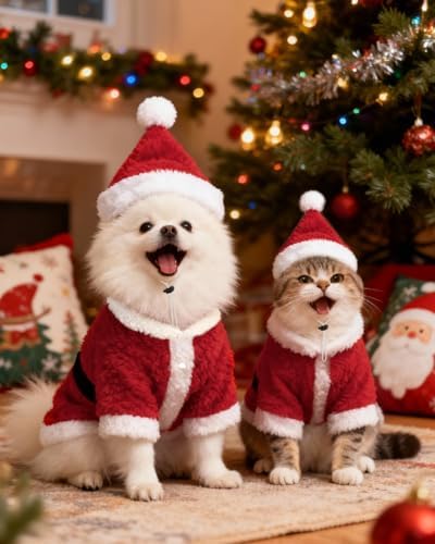 CuteBone Christmas Dog Costumes for Small, Medium, Large Dogs – Santa Claus Pet Cosplay Outfits | Cute Puppy Costume for Holiday Party, Dress-Up, Photo Shoots GBZ05L - Image 4