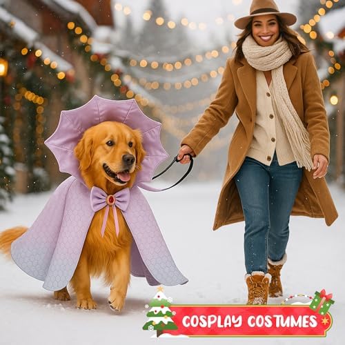 Dog Halloween Costume Cape Vampire Cloak with Bow Tie (Purple Scales, LXL) - Image 4