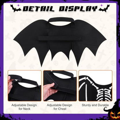 Halloween Dog Costume Glow in The Dark Black Bat Wings Adjustable L XL Dogs - Image 4