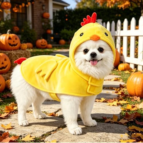 Yoption Halloween Dog Yellow Chick Costume, Warm Pet Hoodie Outfit, Medium - Image 5