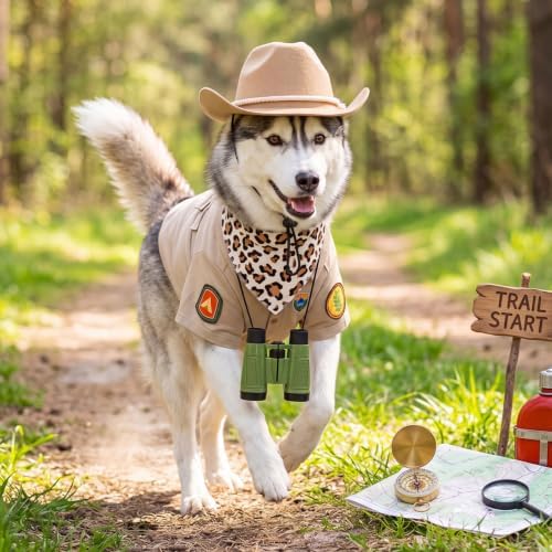 4 Pcs Halloween Dogs Safari Explorer Costume Set Outfit for Pet Cats, L - Image 4