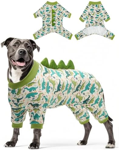 CuteBone Dinosaur Costume Dog Pajamas, Stretchy Spandex Crystal Velvet Sleepwear Coat for Small Dogs, Soft & Warm Pet Outfit Clothes for Cold Weather, Cozy Pullover Design COSP05-4XL by CuteBone