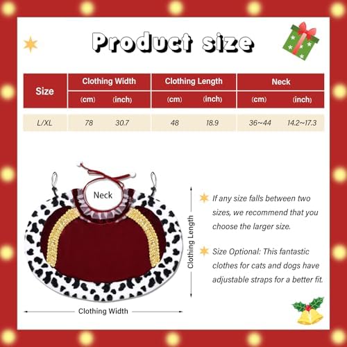 Dog Costumes for Large Dogs Fur Velvet Cat Cape Pet Cloak Halloween Christmas Prince Princess Cosplay Clothes (Red, Large) - Image 6