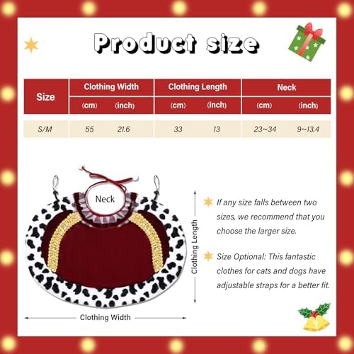 Dog Costumes for Small Medium Dogs Fur Velvet Cat Cape Pet Cloak Halloween Christmas Prince Princess Cosplay Clothes (Red, Small Medium) - Image 6