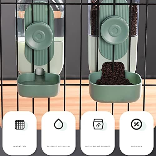 Hanging Automatic Food Water Dispenser, Safe Cage Auto Gravity Pet Feeder and Waterer Set, Cat Food Water Dispenser with Bowl for for Samll Dog Cat Rabbit Chinchilla Hedgehog