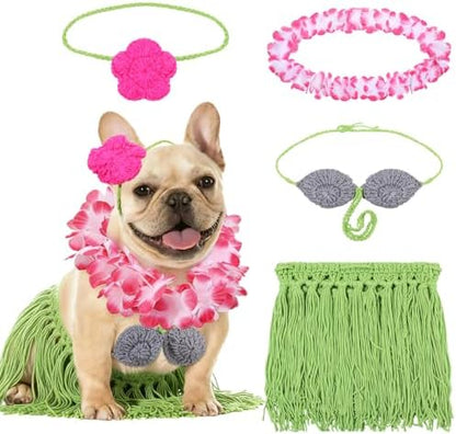 Hillban Dog Hawaiian Costume Hula Skirt Bikini Flower Lei Luau Party Outfit by Hillban