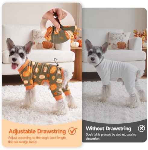 XPUDAC 4 Pack Thanksgiving Dog Pajamas for Small Dogs Onesie Clothes, M - Image 4