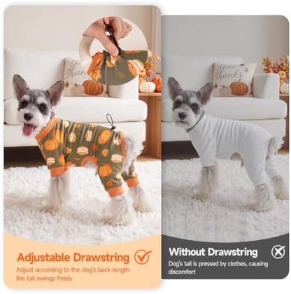 XPUDAC 4 Pack Thanksgiving Dog Pajamas for Small Dogs Onesie Clothes, M - Image 4