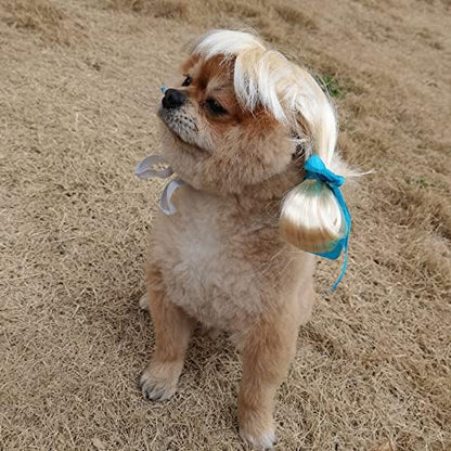 Funny Dog Cat Cosplay Wig, Pet Wigs for Halloween, Christmas, Parties, Festivals, Dog Wigs for Small Medium and Large Dogs(Golden Braid) - Image 4