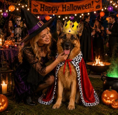 Dog Halloween Costume, Adjustable Dog King Cloak with Crown, Funny Pet Prince Cloak Costume for Large Dogs Halloween Cosplay Party Dress Up (L) - Image 5