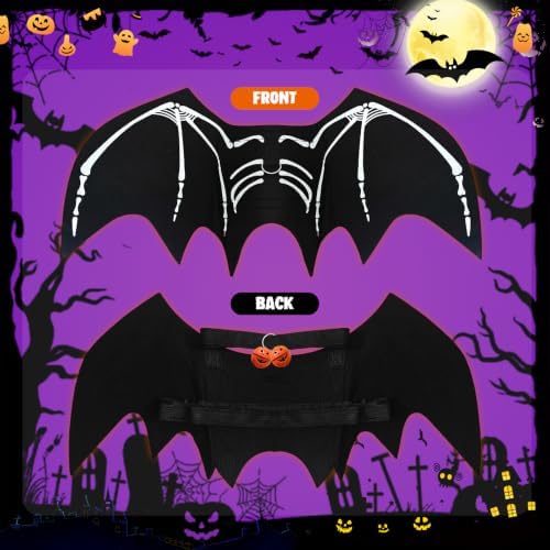 Dog Halloween Bat Wings Costume L，Pet Halloween Cosplay Apparel Large - Image 4