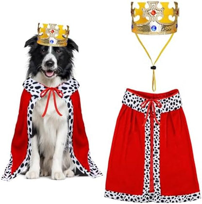 Dog Halloween Costumes, Dog King Costume Funny Pet King Cloak and Crown Set Prince Cape Halloween Costumes for Small Medium Large Dogs Pets (Medium) by Unknown