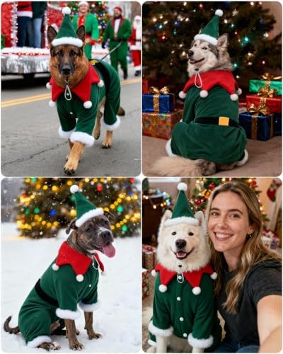 CuteBone Christmas Dog Costumes for Small, Medium, Large Dogs – Elf Pet Cosplay Outfits | Cute Puppy Costume for Holiday Party, Dress-Up, Photo Shoots GBZ07-3XL - Image 3