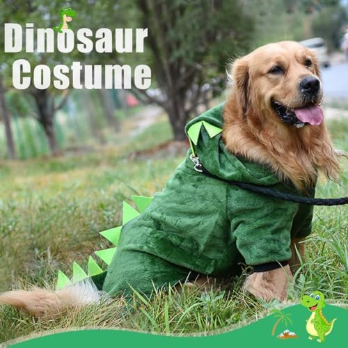 Idepet Large Dogs Halloween Dinosaur Costume Jacket Pet Dog Warm Fleece Winter Clothing Outfits Funny Apperal Golden Retriever Pitbull Clothes Hoodie (8XL) - Image 3