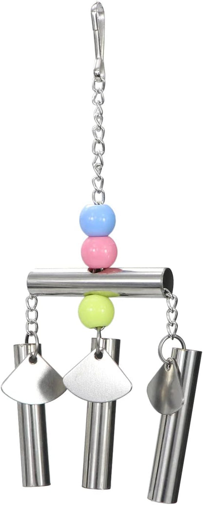 Wontee Bird Stainless Steel Bells String Parrot Hanging Chew Toy for Parakeet Cockatiel Cockatoo Conure (Silver)