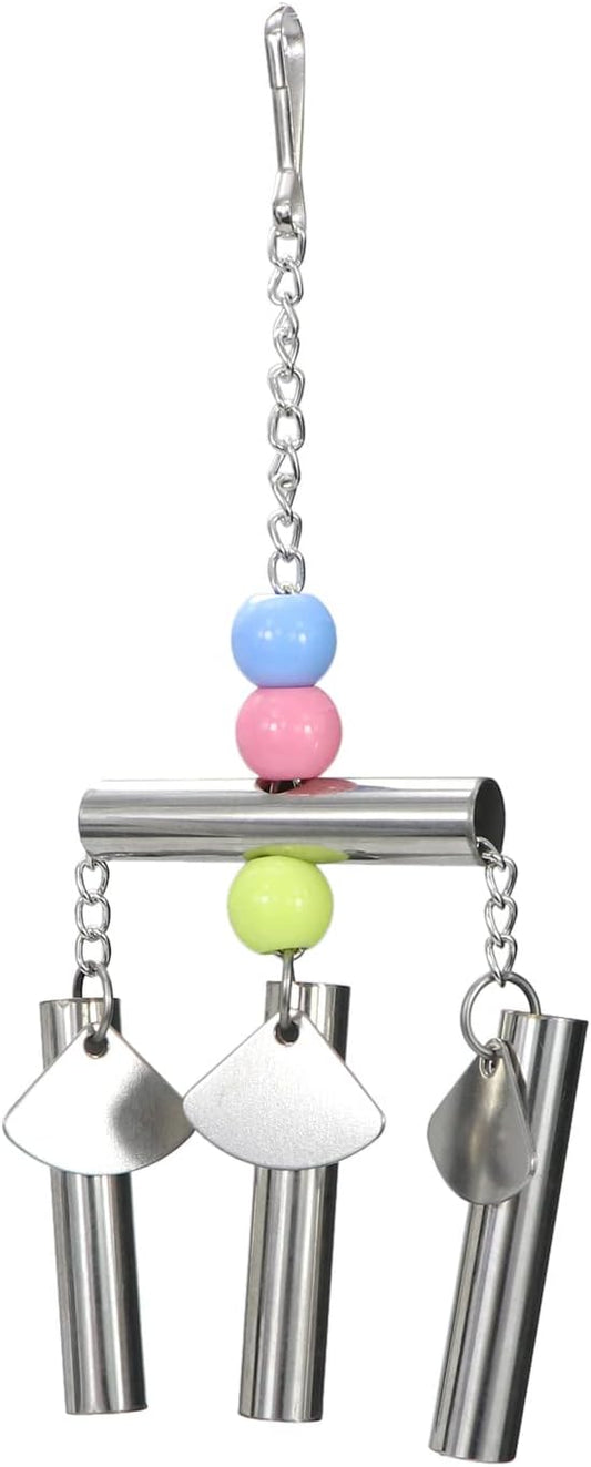 Wontee Bird Stainless Steel Bells String Parrot Hanging Chew Toy for Parakeet Cockatiel Cockatoo Conure (Silver)