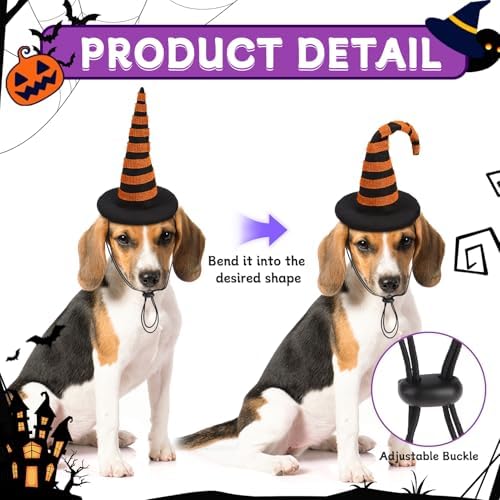 PAWCHIE Dog Halloween Costume,Halloween Collar Hat Set Pets Puppy Cat Halloween Outfit Apparel Cosplay, Dog Collar with Bells and Funny Hat Accessories Decoration for Small Medium Dogs 2 Pcs, Orange - Image 4