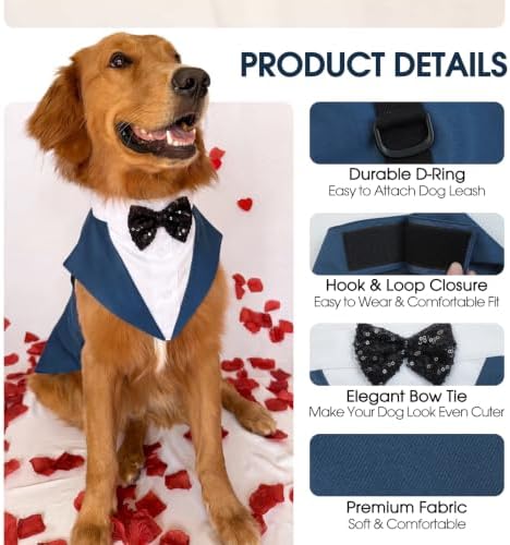 Kuoser Dog Tuxedo, Dog Suit and Bandana Set, Dogs Costume with D-Ring - Image 3