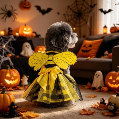 KOOLTAIL Halloween Dog Dress with Bow, Bee Costume for Small Medium Dogs - Image 3