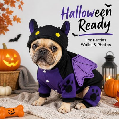 Small Dog Halloween Costume, Bat Hoodie with 3D Wings for Cats and Puppies - Image 4