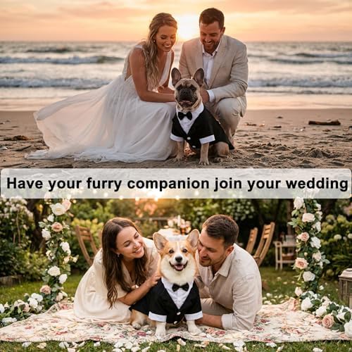 Dog Tuxedo with Bow Tie, Formal Wedding Suit for Small Medium Puppy Dogs - Image 5
