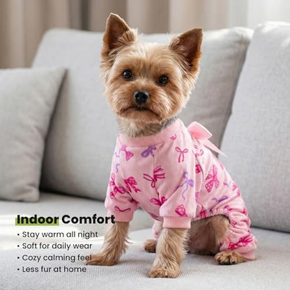 Fitwarm Bowknot Dog Flecce Pajamas, Cozy Valentines Day Outfit for Small Dogs Girl, Cute Pet Clothes, Pink, Red, Purple, Medium - Image 7