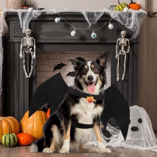 Dog Bat Costume Dog Halloween Costume Dogs Bat Wings with Pumpkin Bell - Image 7