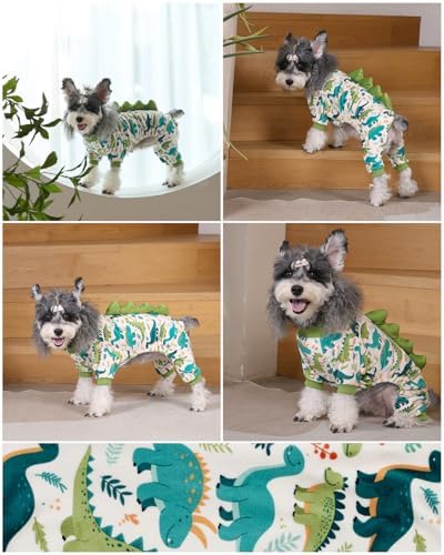 CuteBone Dinosaur Costume Dog Pajamas, Stretchy Spandex Crystal Velvet Sleepwear Coat for Small Dogs, Soft & Warm Pet Outfit Clothes for Cold Weather, Cozy Pullover Design COSP05M - Image 6