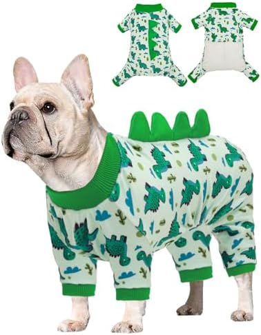CuteBone Dinosaur Costume Dog Pajamas, Stretchy Spandex Crystal Velvet Sleepwear Coat for Small Dogs, Soft & Warm Pet Outfit Clothes for Cold Weather, Cozy Pullover Design COSP16M by CuteBone