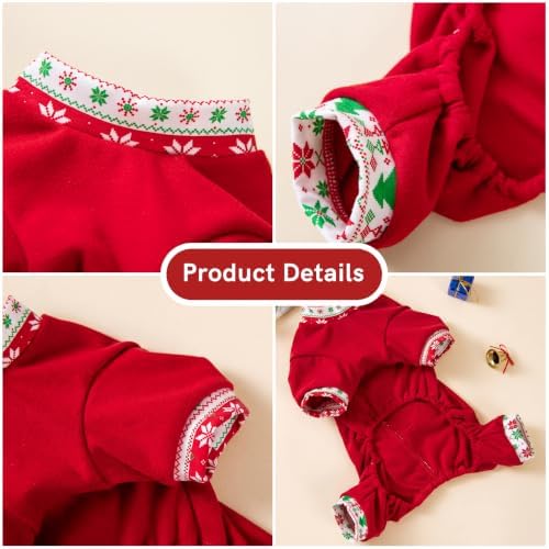Christmas Small Dog Costume Tree Print Bow Tie Outfit Soft Polyester Pet Clothes for Holiday Party Christmas Photos and Family Gatherings Comfortable Fit Christmas Costume for Puppy Dog - Image 6