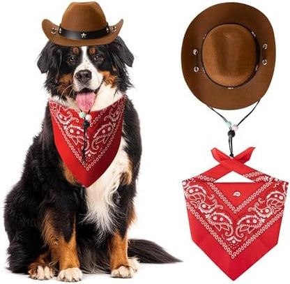 Dog Halloween Costumes - Cowboy Hat & Bandana for Small to Large Dogs by Betterqualityoflife