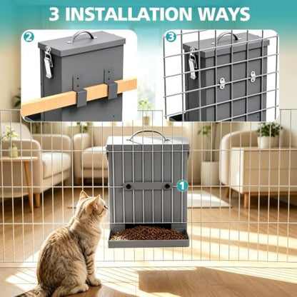 VNHHPCH 7Lbs Metal Automatic Dog Cage Feeder for Pet Puppy Cat Rabbit