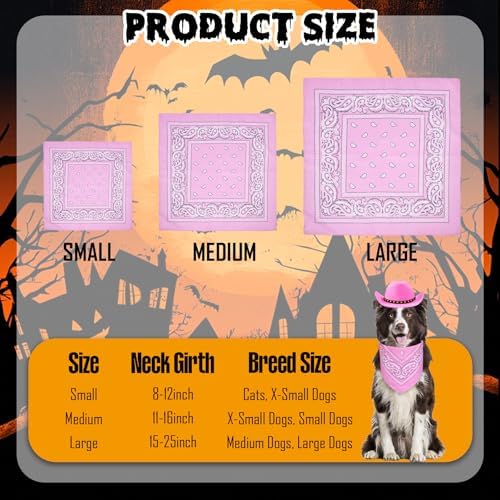 Dog Cowboy Costume, Dog Halloween Costumes Halloween Pet Dogs Cowboy Hat with Bandana Scarf for Small Medium Large Dogs Pets (Pink, Medium) - Image 4