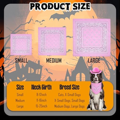 Dog Cowboy Costume, Dog Halloween Costumes Halloween Pet Dogs Cowboy Hat with Bandana Scarf for Small Medium Large Dogs Pets (Pink, Medium) - Image 4