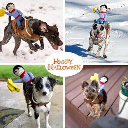 DELIFUR Dog Halloween Costume Funny Dog Cowboy Riding Costume Pet Costume Cat Suit Cowboy Rider Style for Small Medium Large Dogs (Cowboy, X-Large) - Image 5