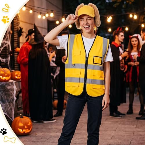Maiteenly 3 Pcs Halloween Cartoon Construction Dog Costume Adult Cosplay - Image 4