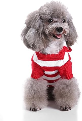 S-Lifeeling Red and White Striped Dog Sweater Holiday Halloween Christmas Pet Clothes Soft Comfortable Dog Clothes - Image 2