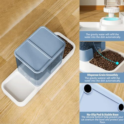 Yummy Sam Automatic Small Pet Feeder and Water Dispenser, Blue