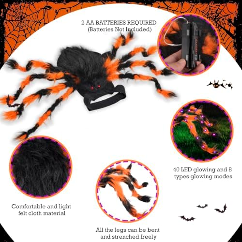 Halloween Spider Costume for Small Dog - Glowing Funny Cats Pet Costumes - Image 4