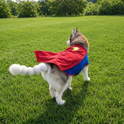 Mighty Supa Man Pet Halloween Costume with Cape - Large Breed Dog Funny Clothes Outfit Apparel (3X-Large) - Image 2