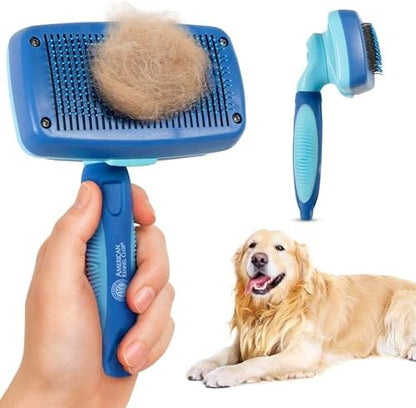 AKC Self-Cleaning Slicker Brush for Dogs & Cats, All Coat Types by AmericanKennelClub