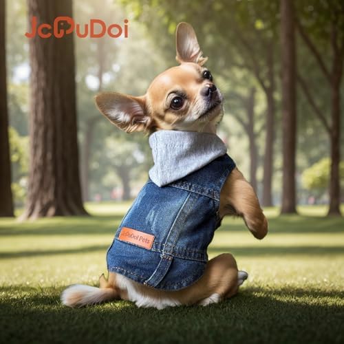 Small Dog Jeans Jacket with Hooded,Denim Pet Coat for Puppy(XXL) - Image 2