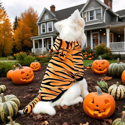 Halloween Dog Tiger Costume, Tigger Cat Hoodie with Tail and Ears - Image 3