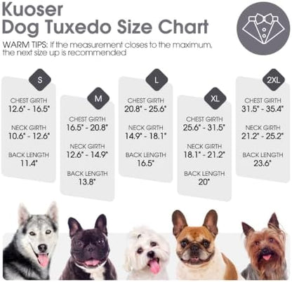 Kuoser Dog Tuxedo, Dog Suit and Bandana Set, Dogs Costume with D-Ring - Image 5